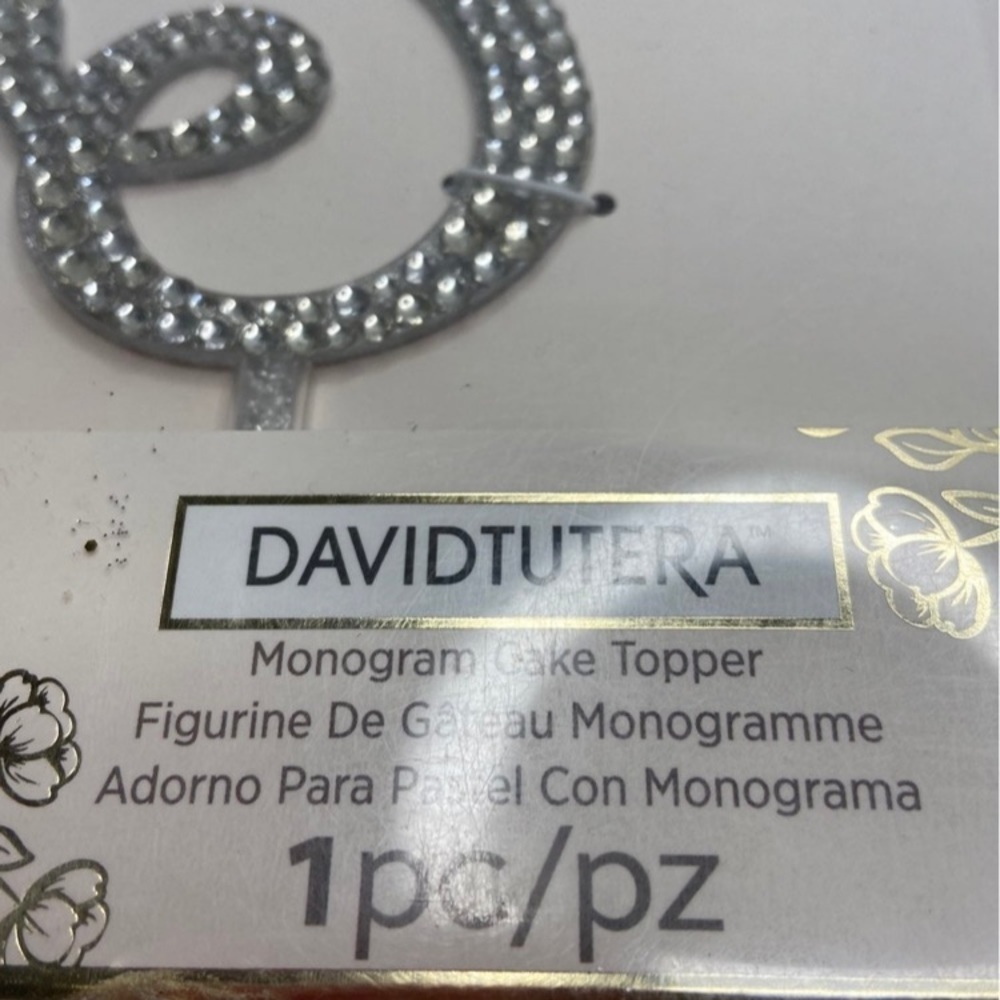 David Tutera "S" Rhinestone Monogram Cake Topper NEW - Picture 4 of 6